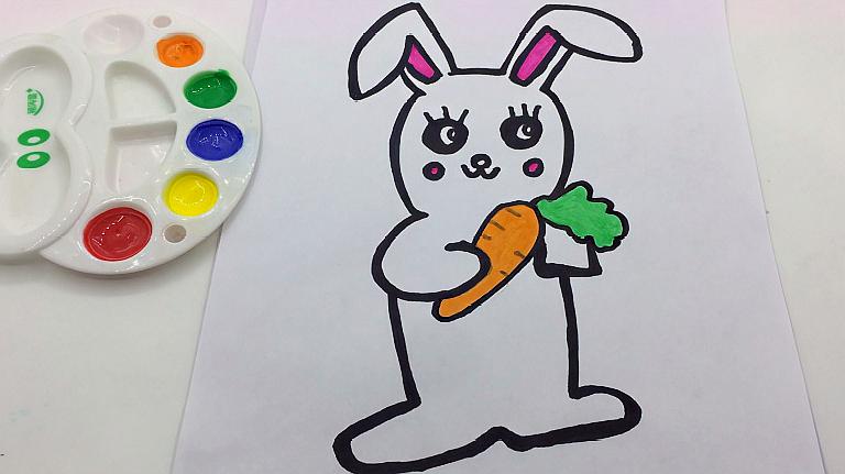 儿童简笔画:可爱的小兔子,少儿色彩启蒙