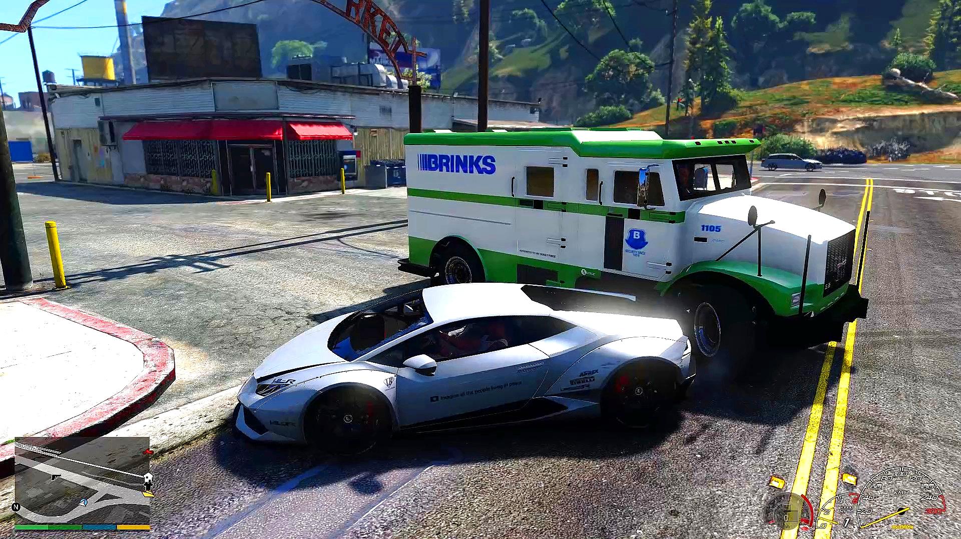 gta5 小富开兰博基尼路过银行,发现最穷运钞车,只有6千多美金