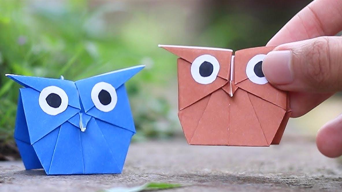 简单幼儿折纸教程,教你折纸简单猫头鹰,小朋友们很喜欢