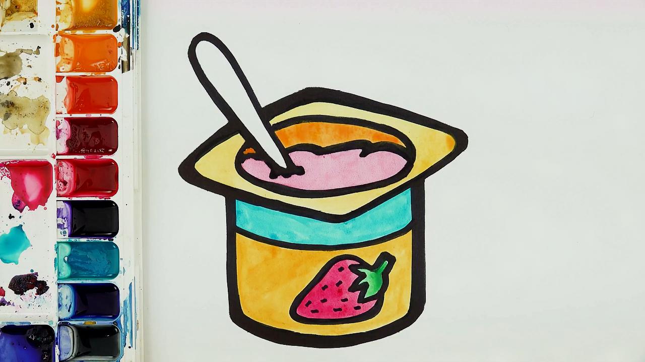 简易画教你怎么画草莓酸奶,一起跟着画吧!