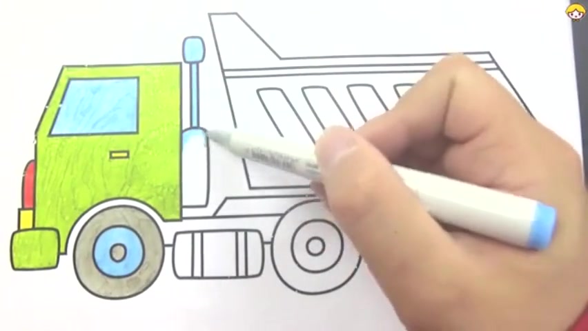 一起来画简笔画儿童绘画彩色画卡车工程车