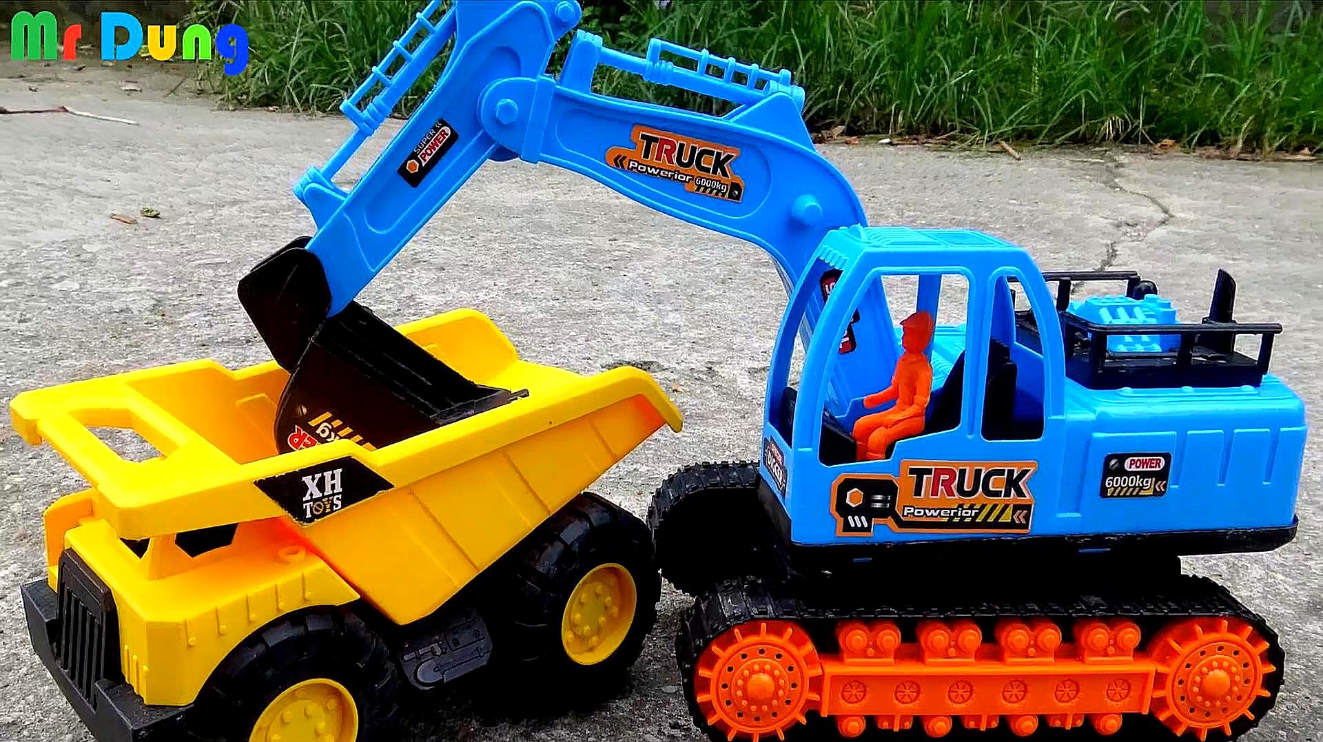 快乐早教:汽车挖掘机玩具试玩