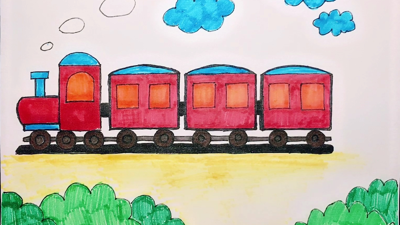 儿童早教美术绘画创意简笔画基础入门,简笔画火车