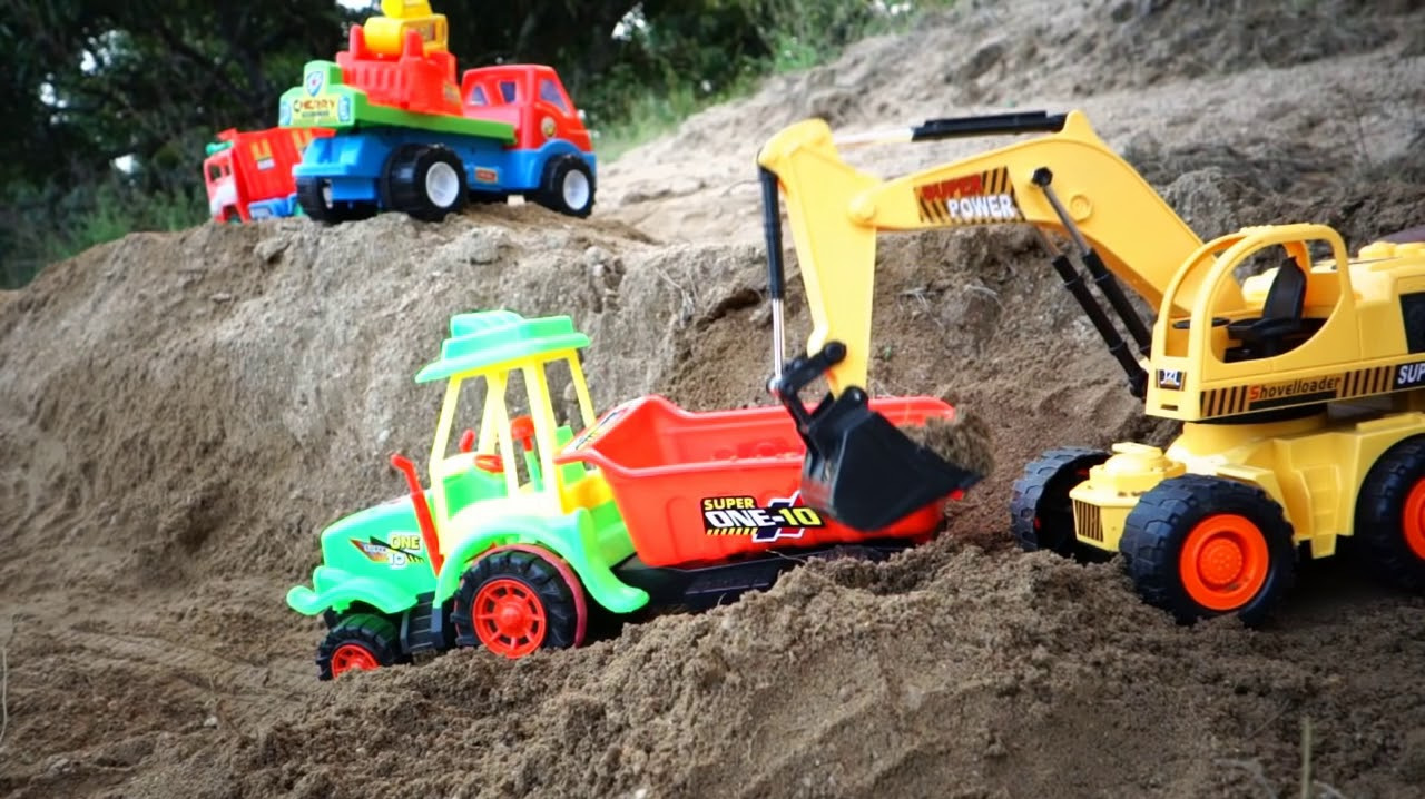 儿童挖掘机视频,儿童建筑卡车玩具