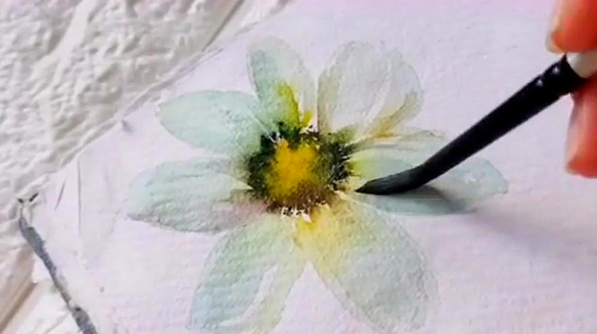 水彩画教程:水彩小雏菊,超级简单,赶紧收藏
