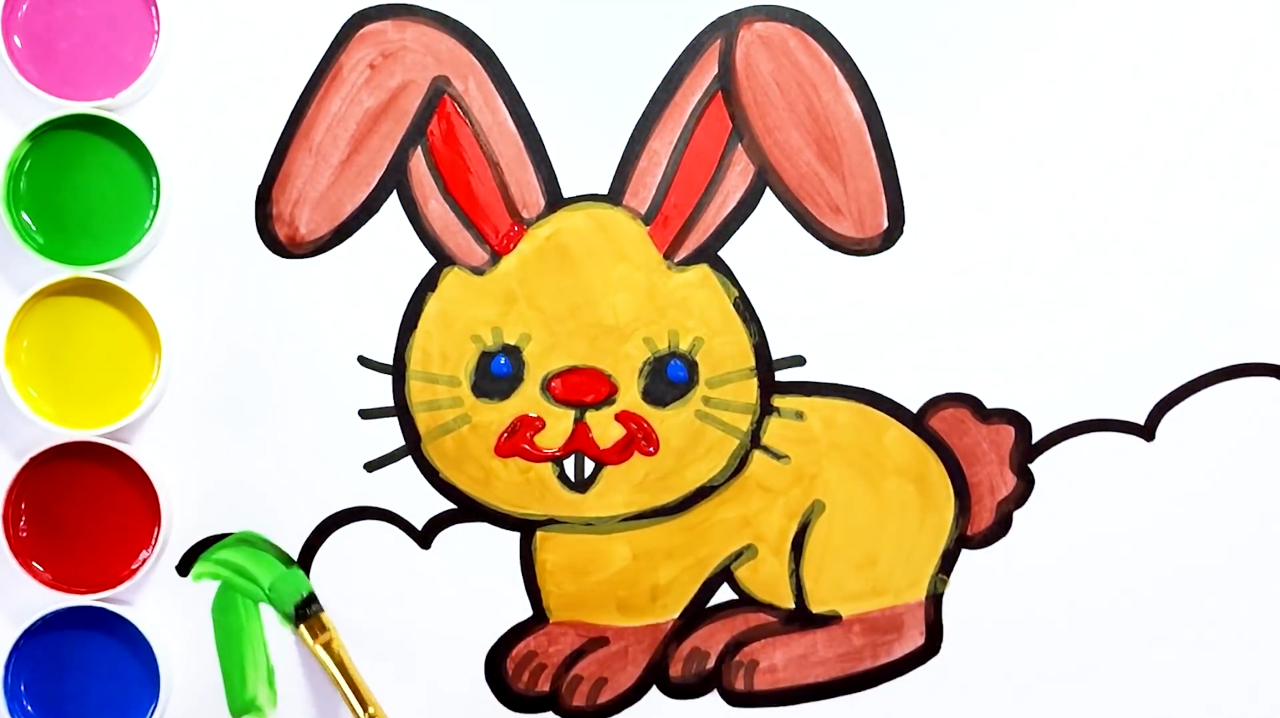 幼儿简易画教你怎么画小白兔,涂完颜色真的太可爱了!
