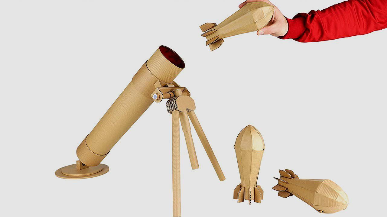 用硬纸板制作迫击炮发射小玩具,功能真有趣,设计很创意!