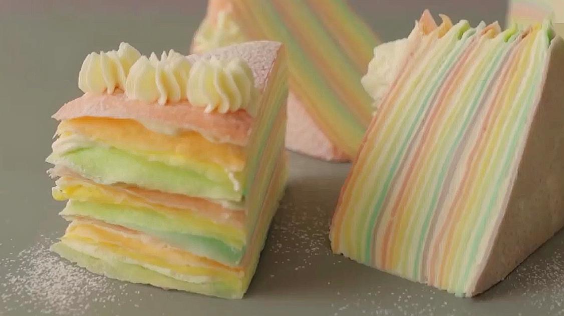 「烘焙教程」教你在家做甜点—彩虹千层蛋糕,我的爱