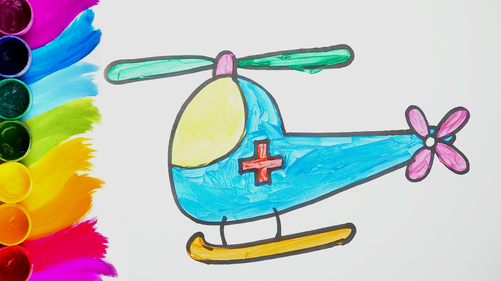 儿童简单漂亮涂鸦 漂亮简笔画直升机的画法图解 咿咿呀呀儿童手工网