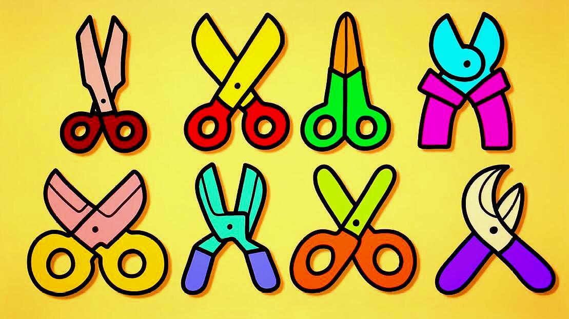 儿童早教绘画视频,教孩子们绘制8种不同的剪刀