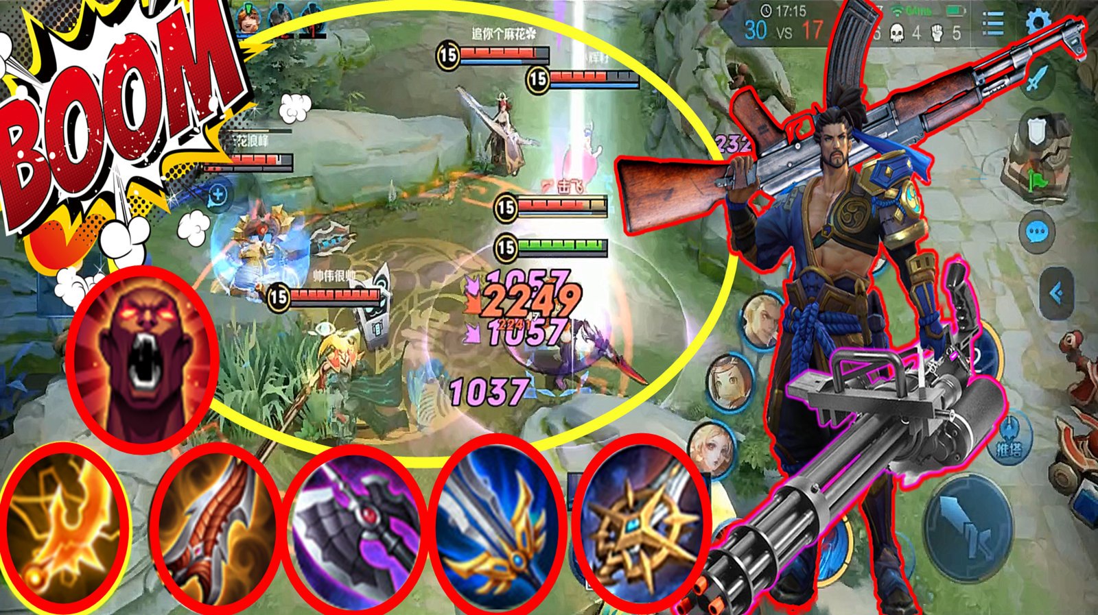 王者荣耀极限流宫本:1v5取鲁班人头,如探囊取物!