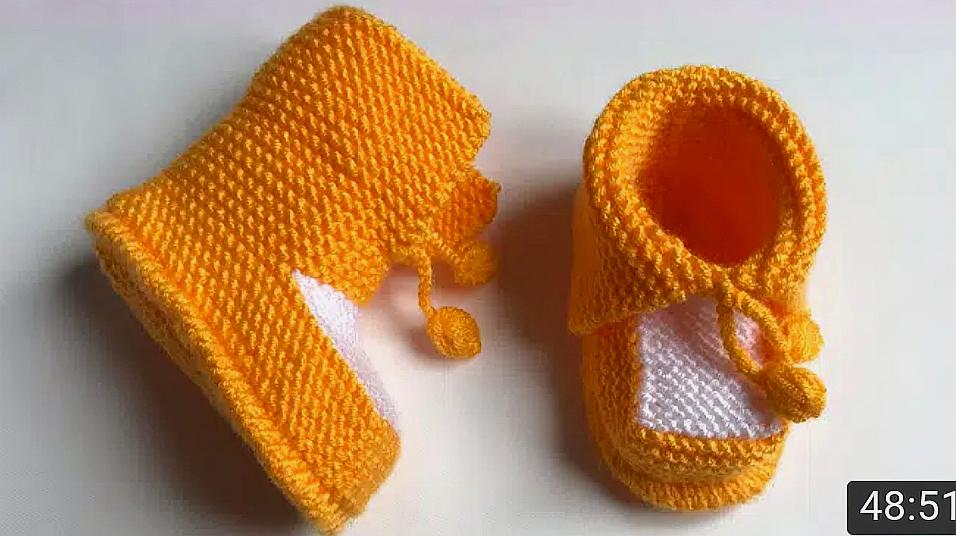 棒针编织温暖舒适的婴儿靴,有鞋带好穿不易掉,宝妈赶紧学学吧