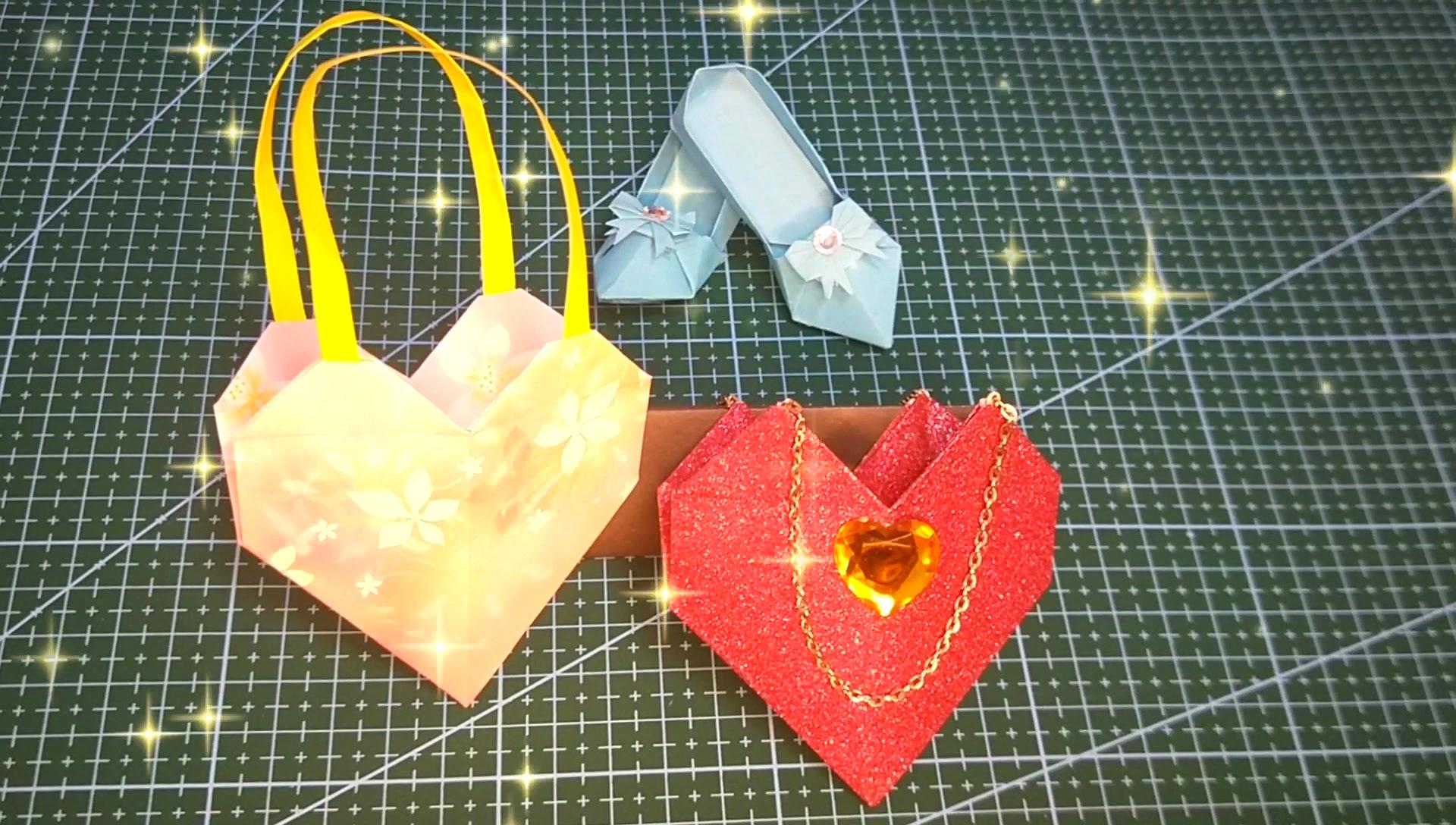 手工折纸爱心包包步骤图片