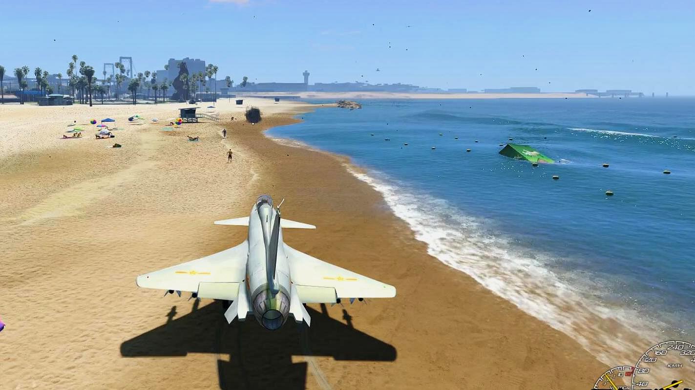 gta5:歼10战斗机能在沙滩起飞吗?