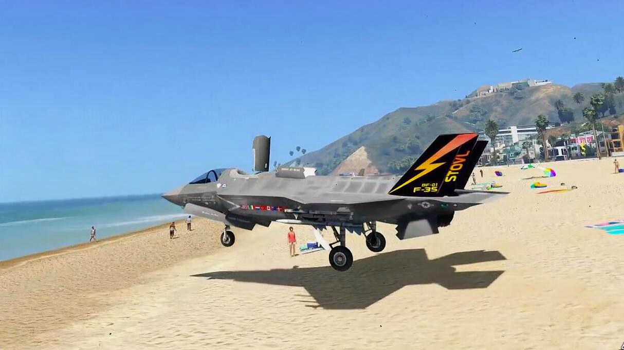 gta5:f35战斗机可以降落在沙滩吗?