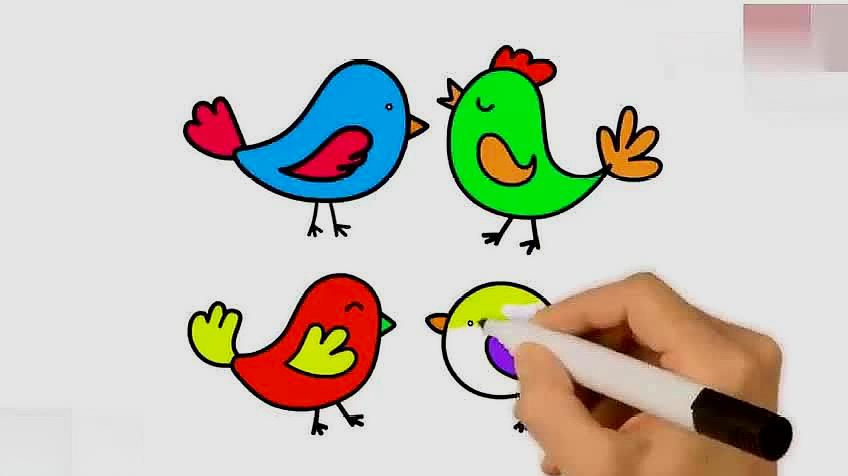 1小鸟简笔画:先画出小鸟的轮廓,画出翅膀和脚,然后再涂上颜色就可以了