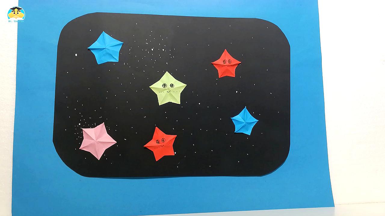 儿童手工折纸:两分钟制作完成一幅美丽的星空,为孩子收藏哦