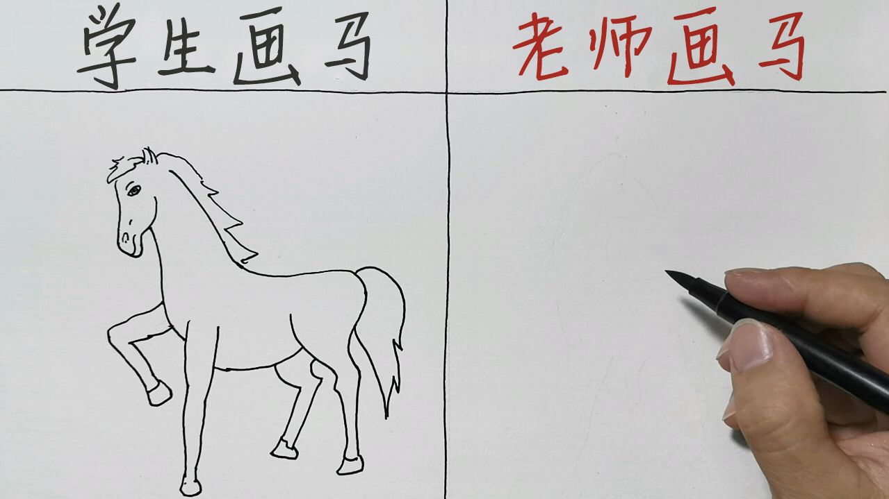 2画马的步骤:先画出马的头,接着画出小马的身体,再画出尾巴和四肢