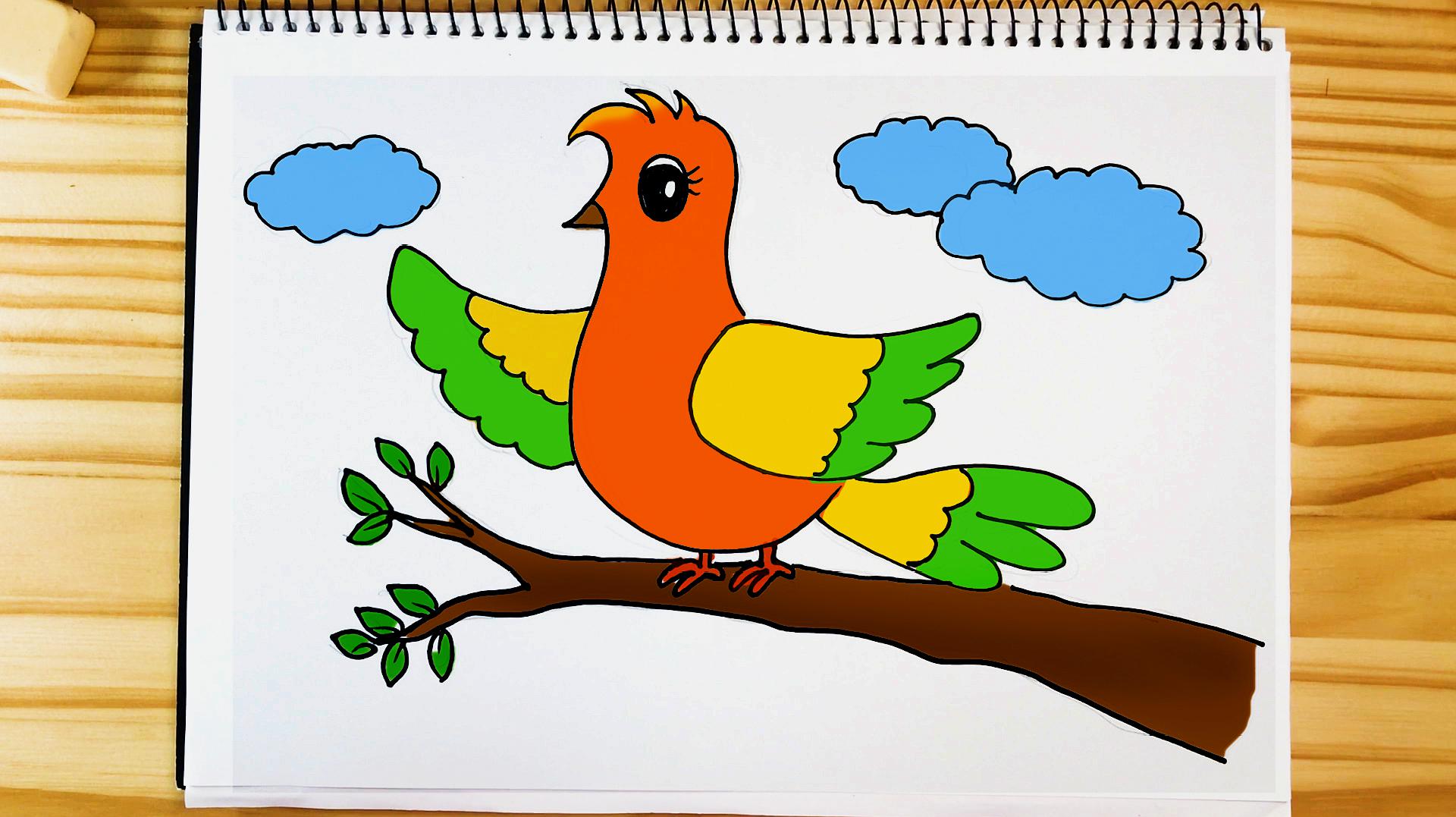 亲子儿童简笔画 用数字20画小鸟,快来试试吧!