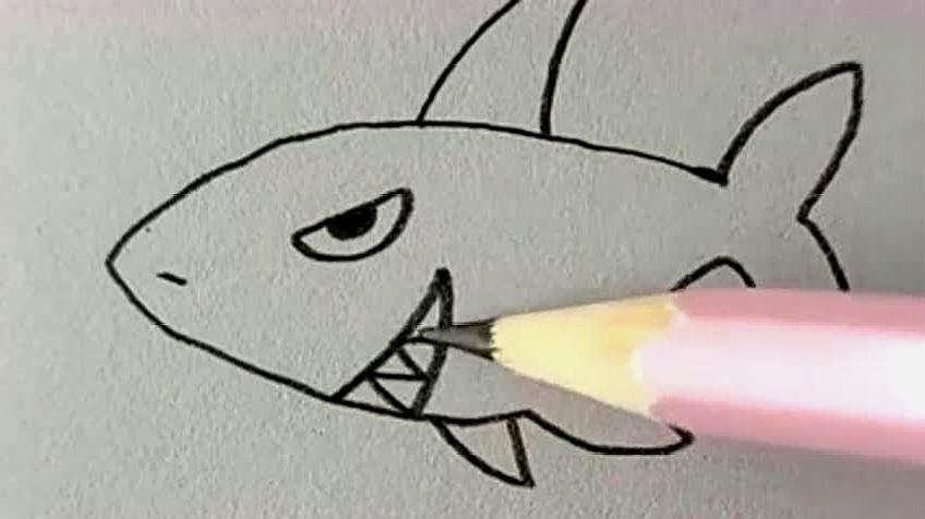 随手画的可爱小图案鲨鱼图案,真是越看越逼真!