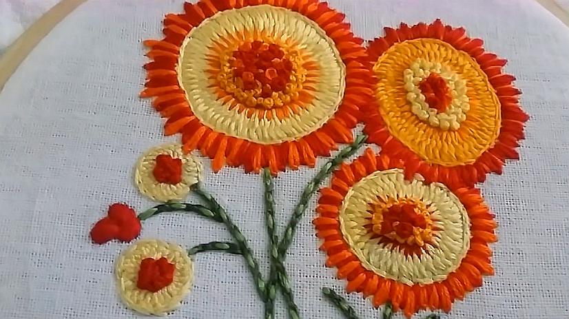 4手工刺繡,來學繡這3d好看的花朵,繡完可以掛牆上,很好看 16:09