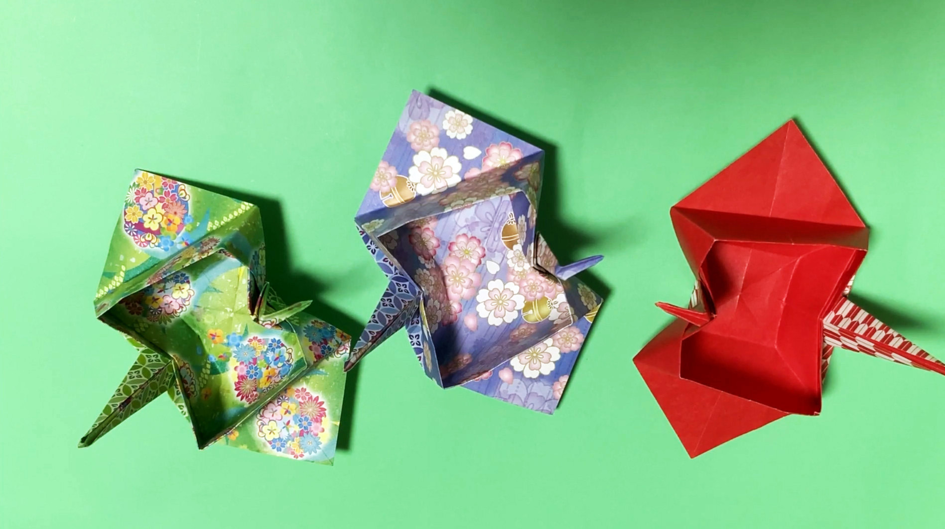 创意折纸diy教程,教你折叠一个千纸鹤收纳纸盒子