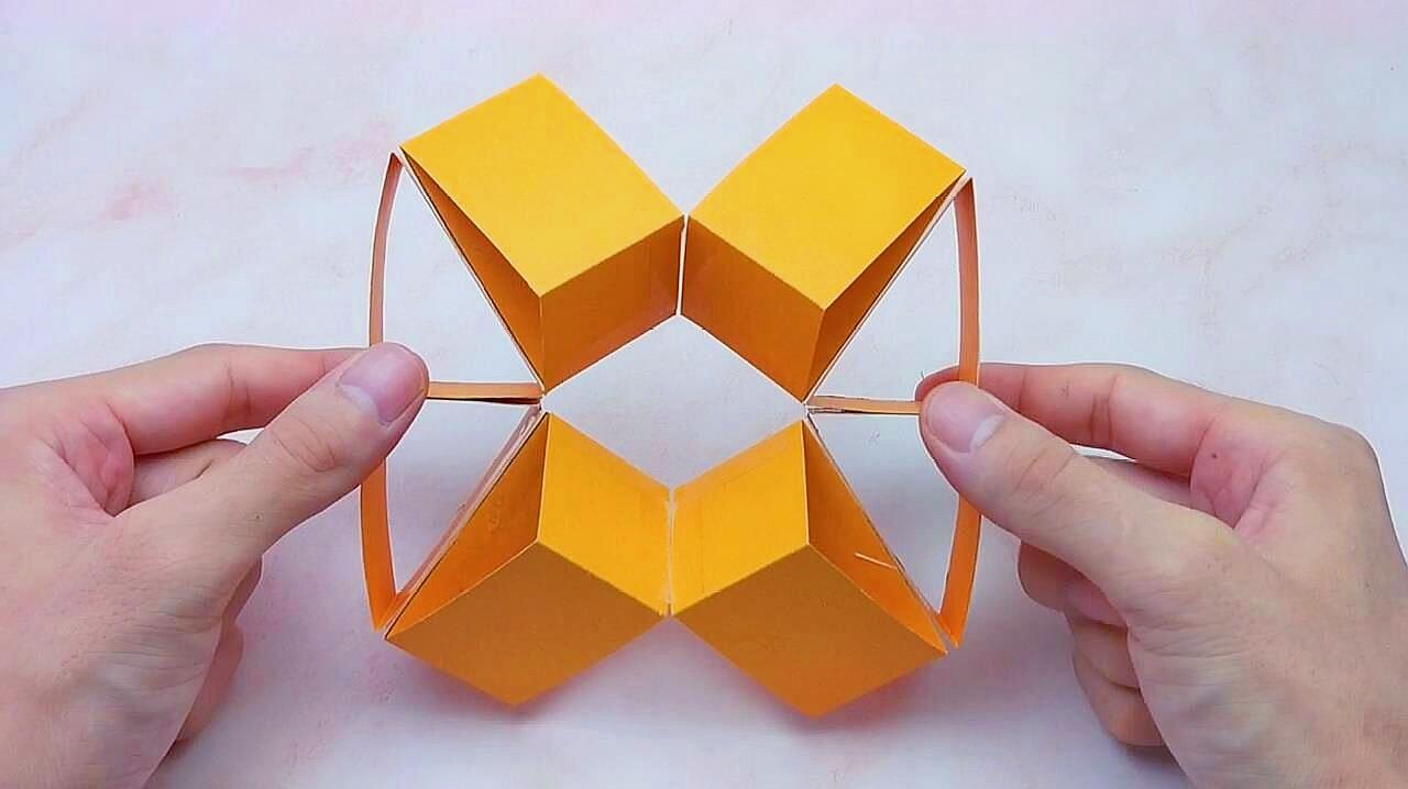 1教你折纸无限翻转的魔方,3种表情随意组合,简单好玩的折纸视频 01