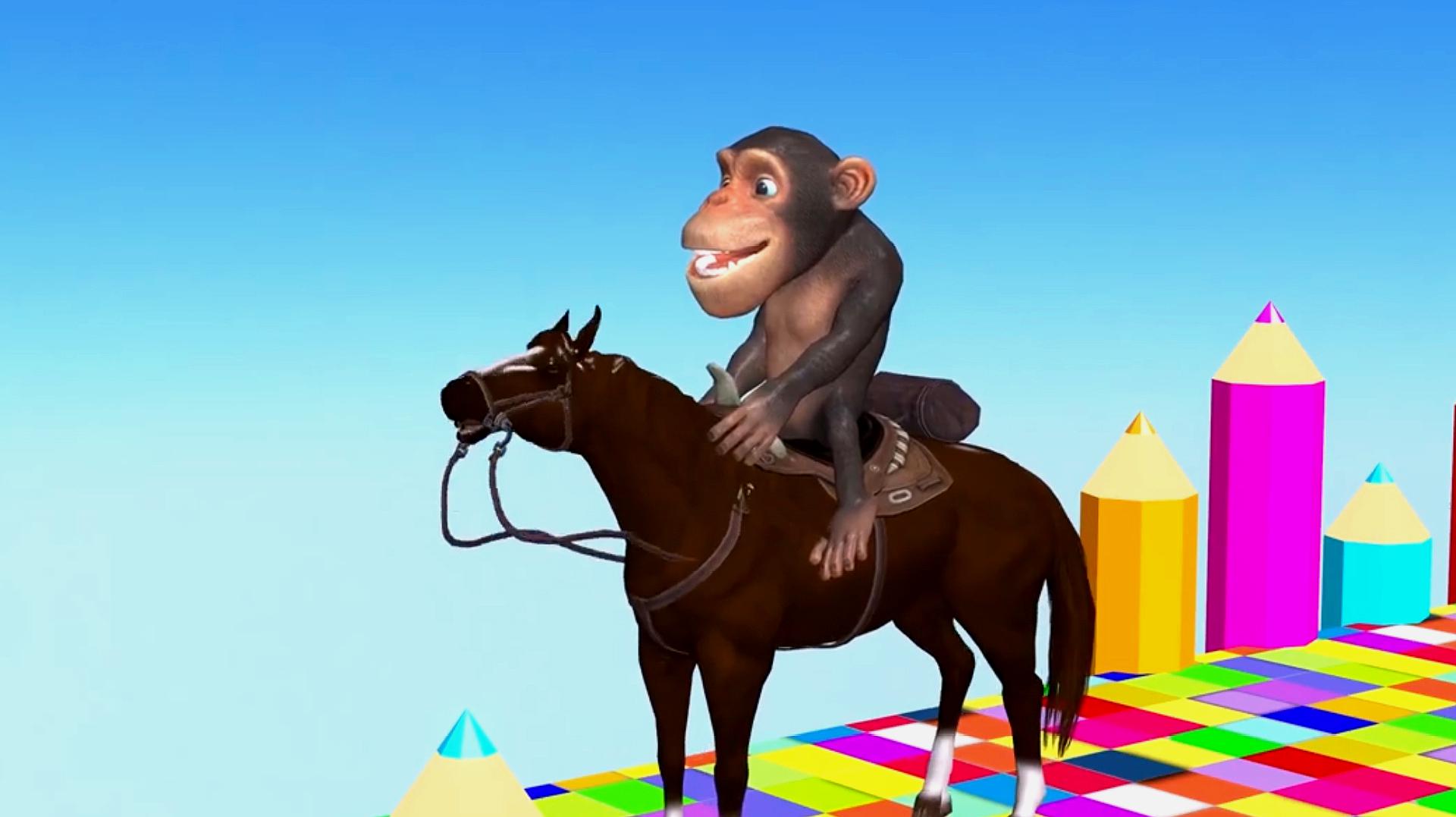 猴子骑在马背上的图片图片