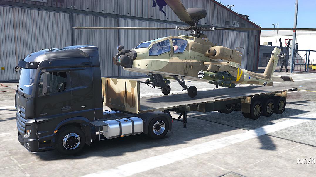 gta5 新买的武装直升飞机,和小查用长卡车运回家