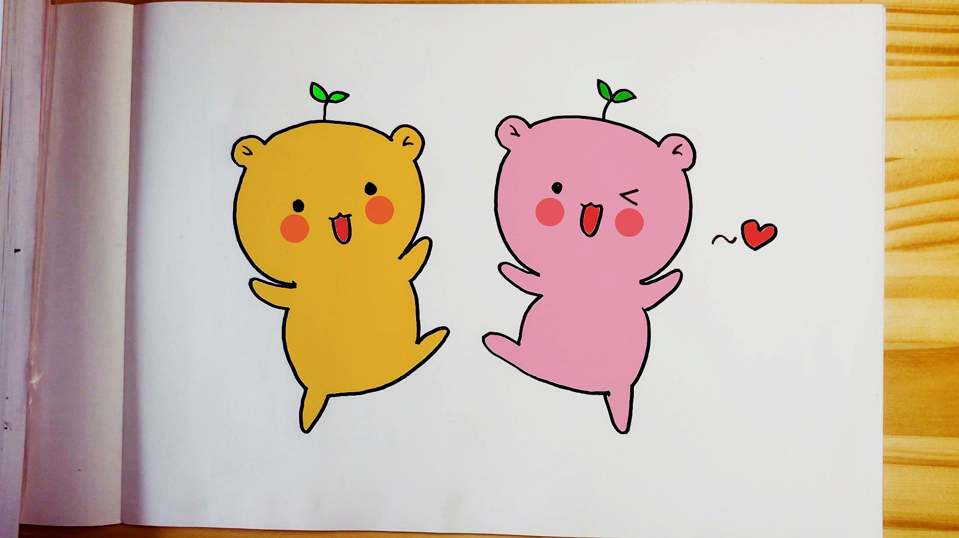 学会2只可爱的小熊简笔画,你会给它们涂上什么颜色呢?