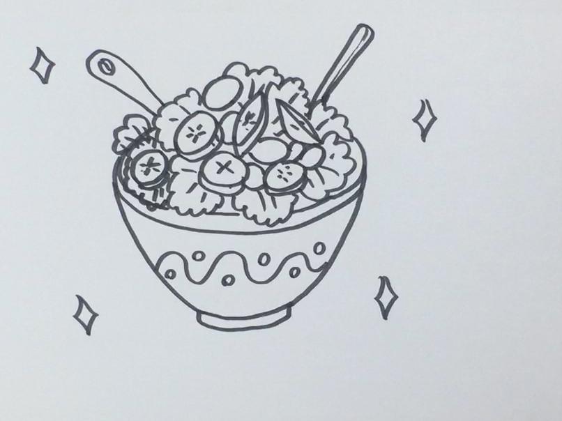 「手工」简笔画沙拉 简单好学