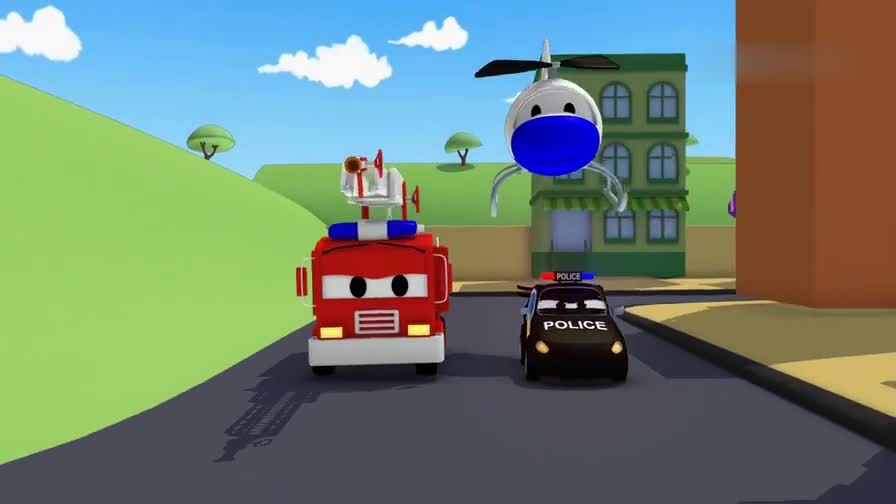 汽车城之警车和消防车:生日蛋糕