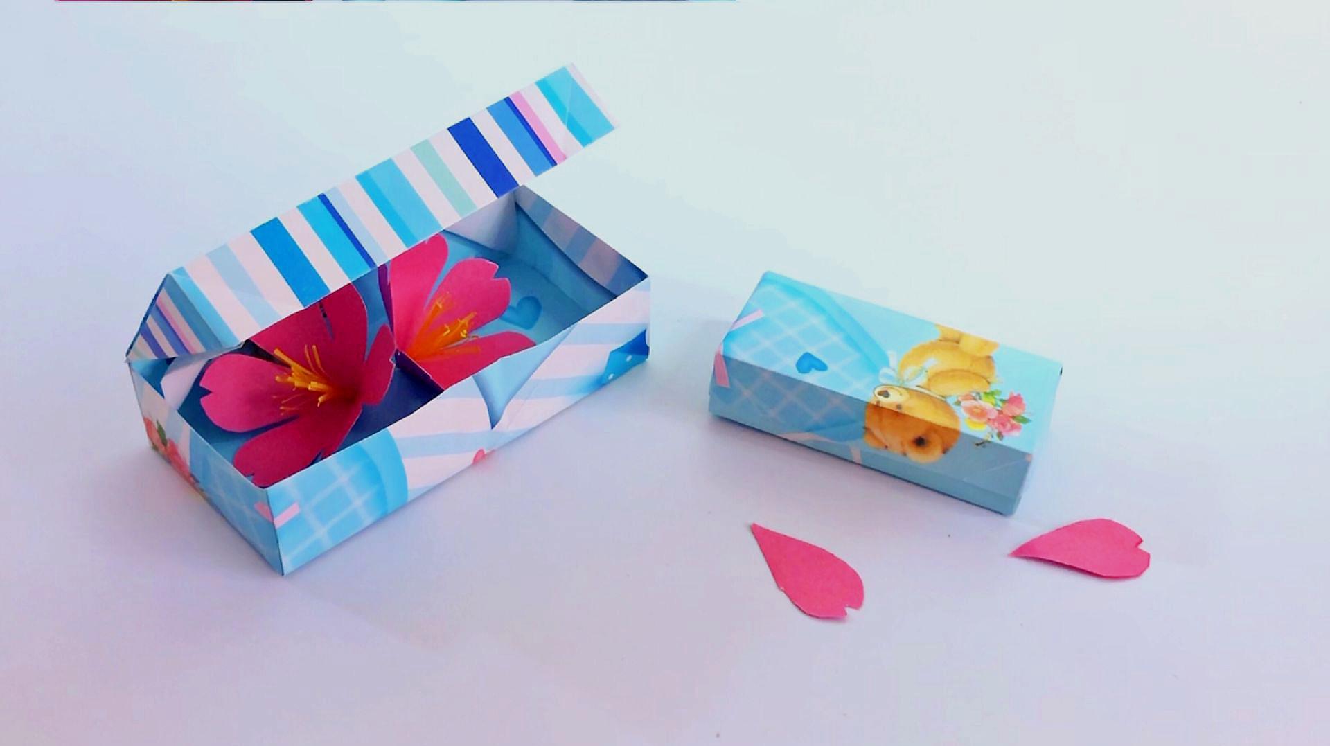 折纸教程:实用的连盖盒,做礼盒放杂物都可以,一张a4纸搞定