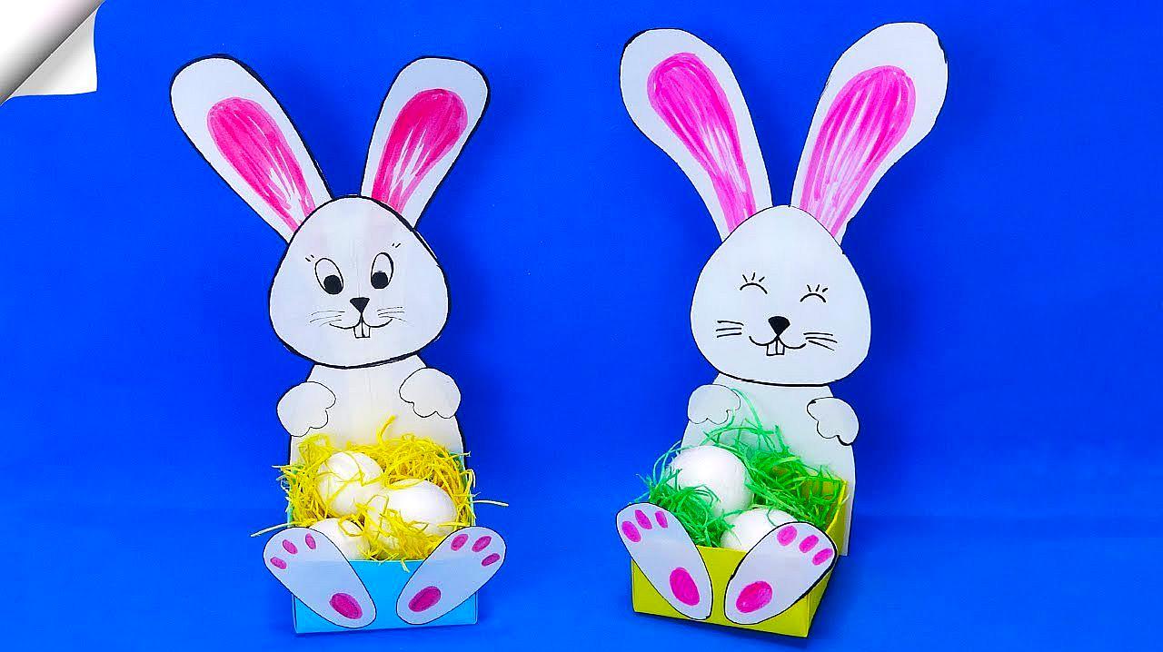 教你用纸做可爱的兔子收纳盒,简单又实用,儿童益智手工折纸教程
