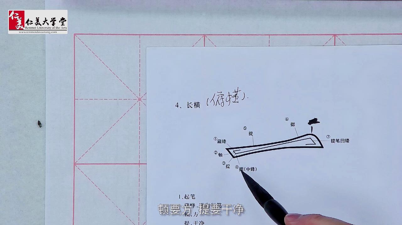 欧体楷书基础笔画—长横的写法