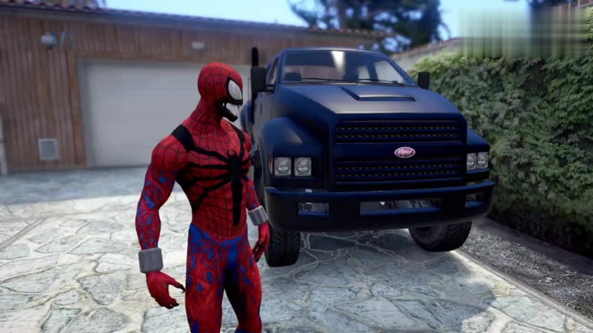 走走云游戏gta5:蜘蛛侠毒液驾驶皮卡车冲向山坡,直接飞了上去