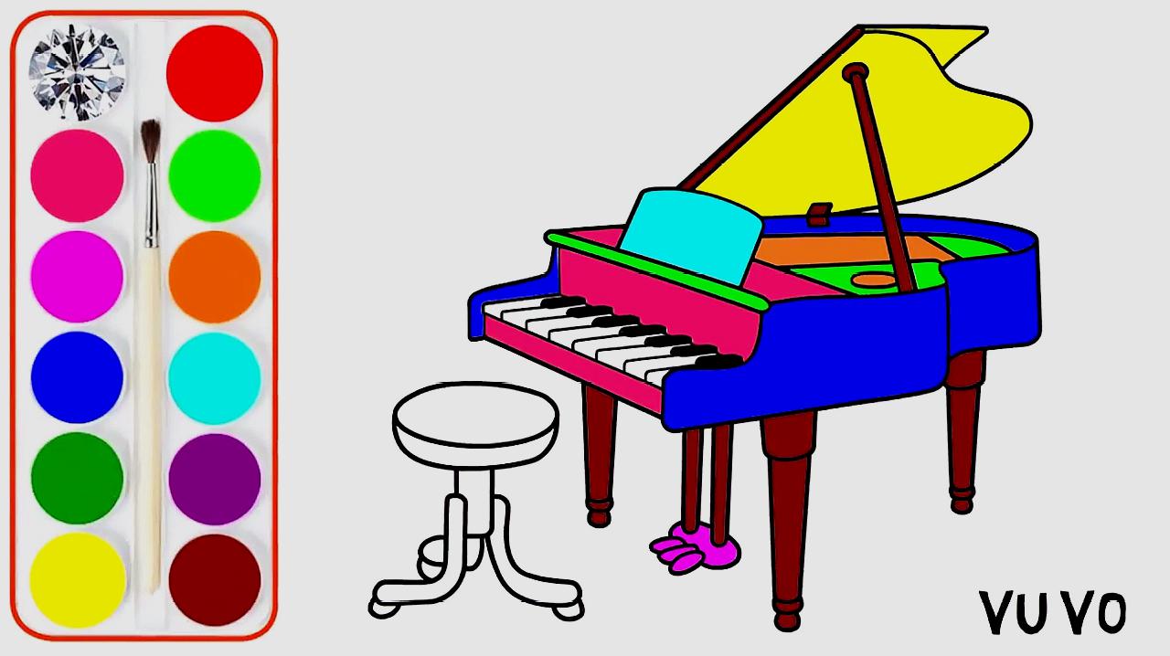 钢琴简笔画涂色图片
