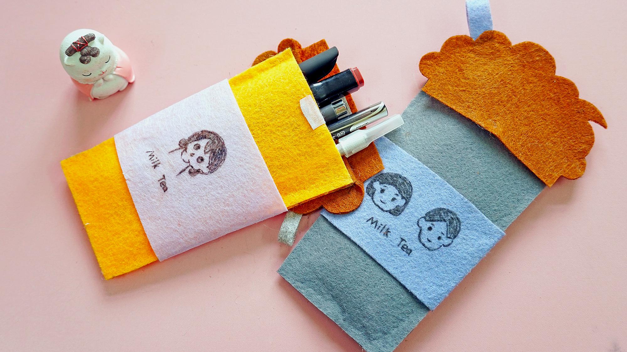手工DIY原创知了造型可爱不织布笔袋的做法图解╭★肉丁网