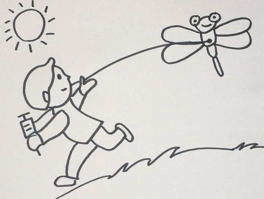 小朋友放风筝的画法图片