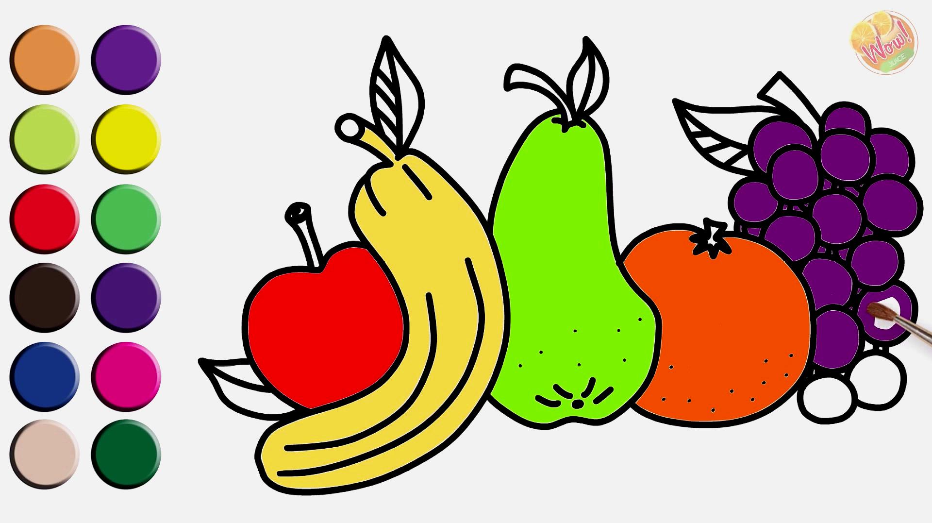 简笔画教你画水果,涂上颜色简直跟真的一样!