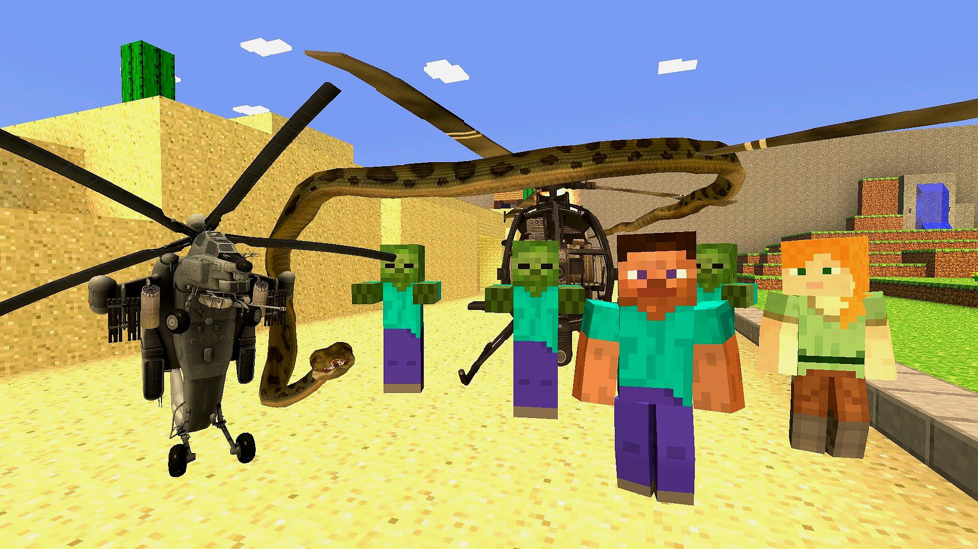 gmod游戏僵尸抓蟒蛇用来缠住小美直升机的螺旋桨