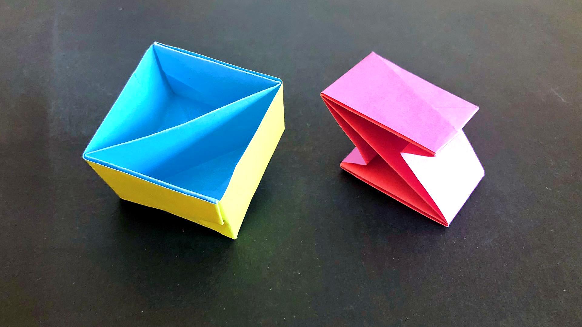 折纸教程:带分隔的小盒子,一变形就收起来了,真是太实用啦!
