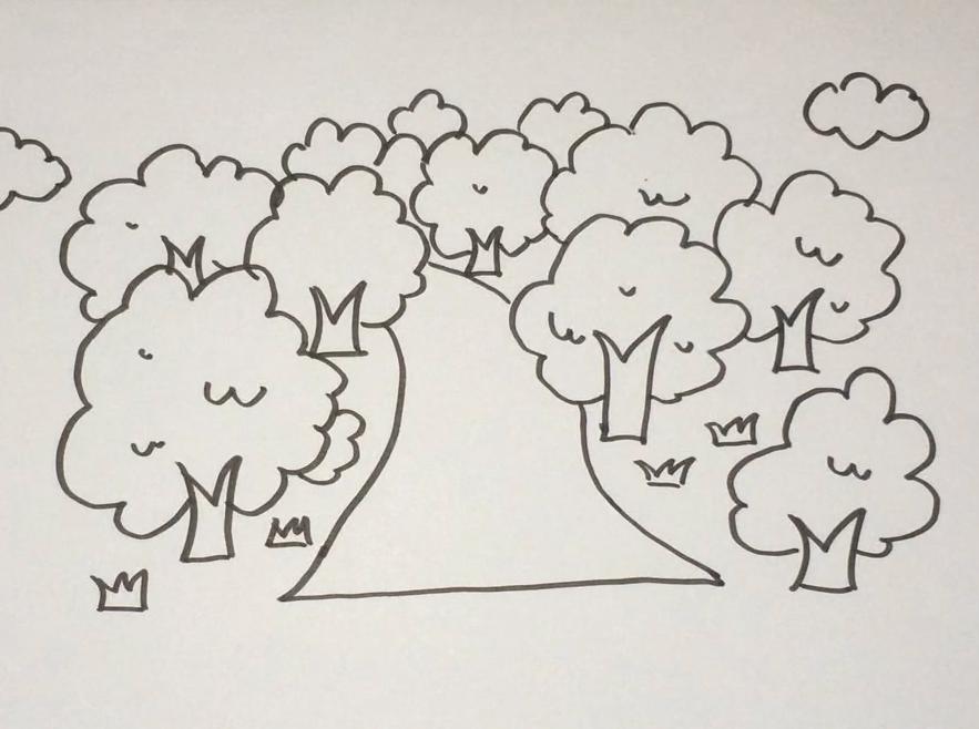 一片树林简笔画 简单图片