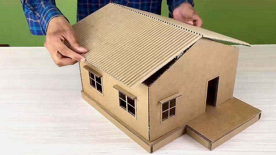 怎样用纸盒做房子图片