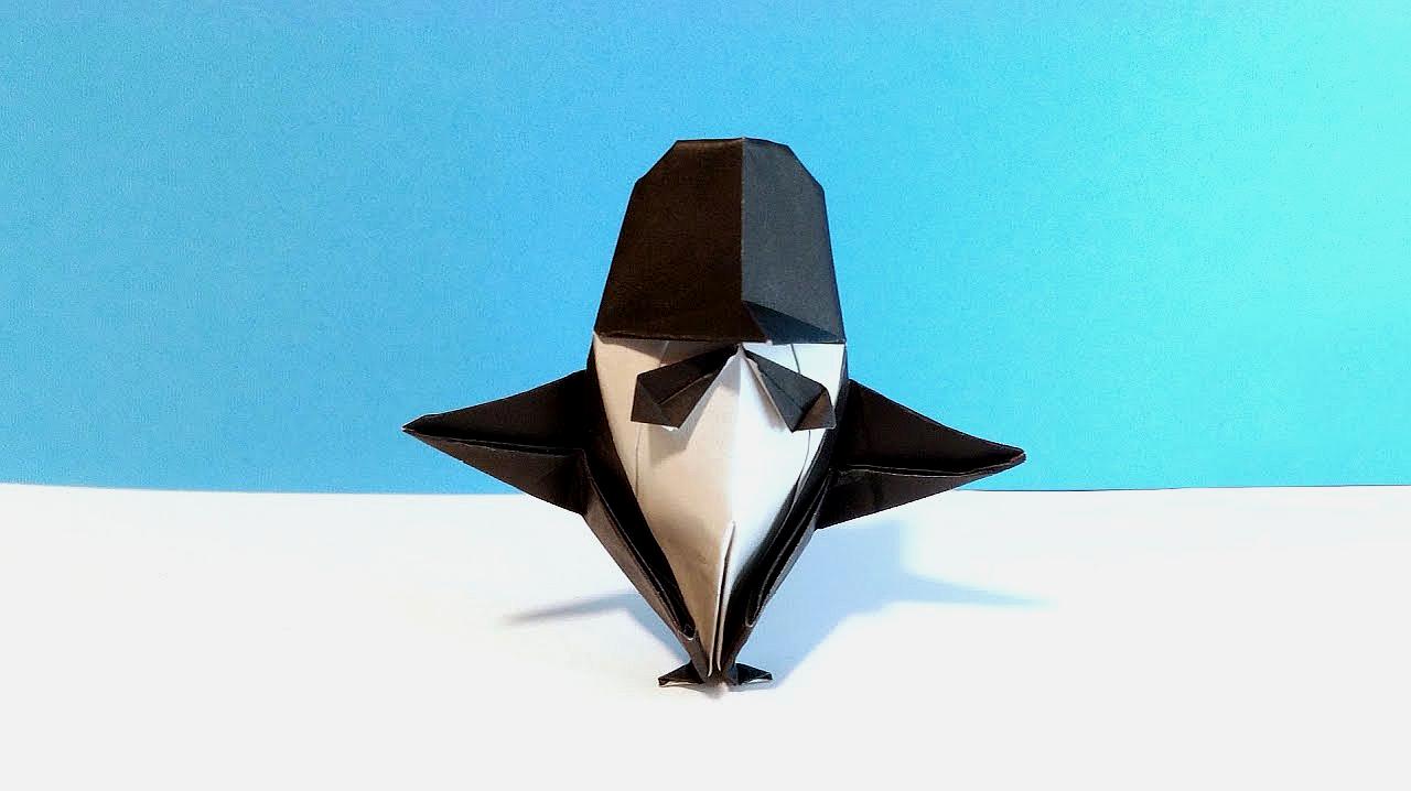 教你折纸企鹅绅士,简单好玩的企鹅折纸视频教程,孩子们很喜欢!
