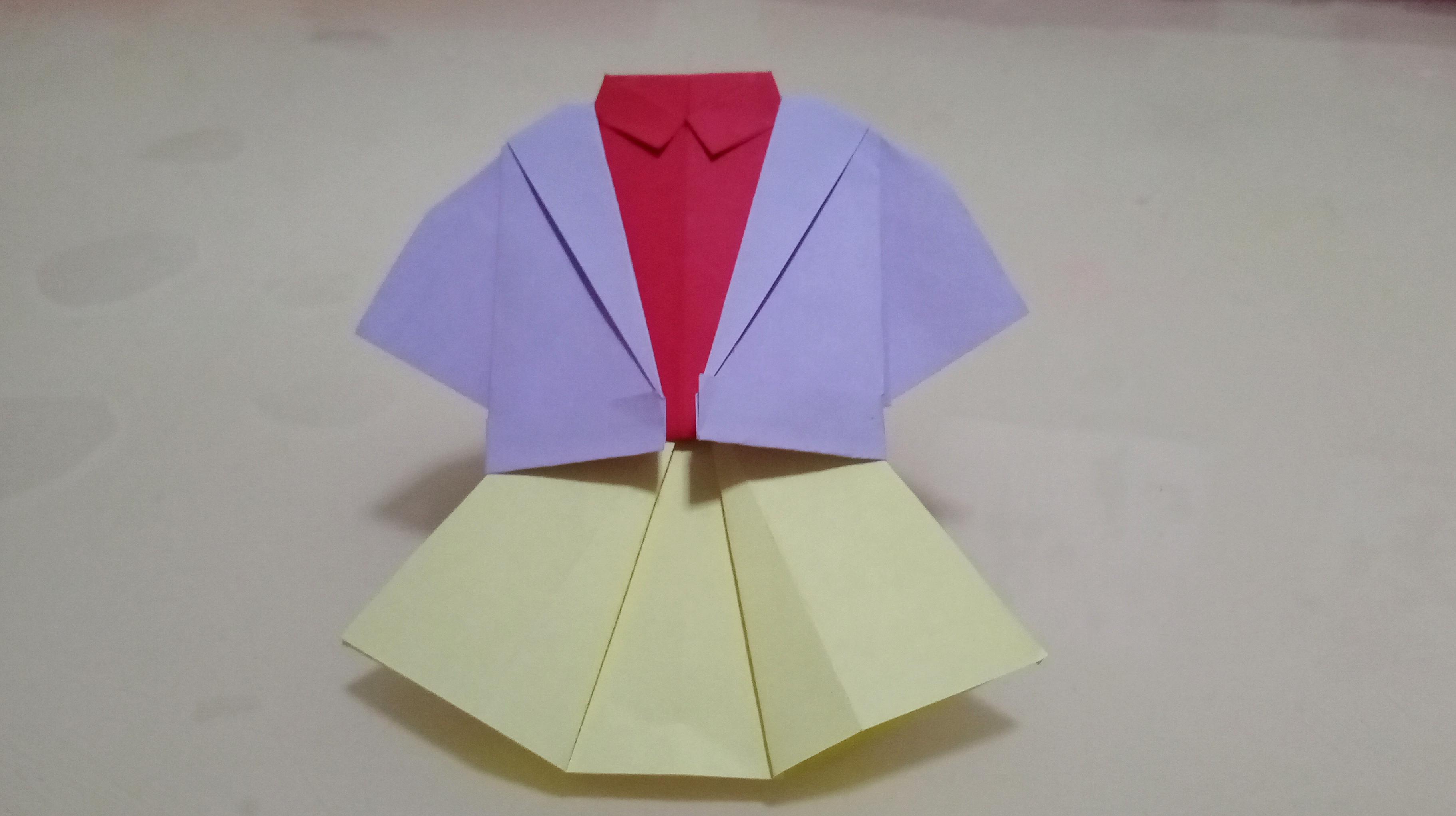 4岁宝宝简单易学的手工折纸方法 小裙子的简单折法图解图解╭★肉丁网