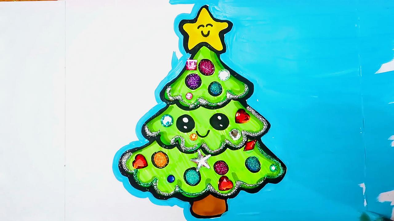 简易画教你怎么画圣诞树,涂完颜色真的好漂亮!