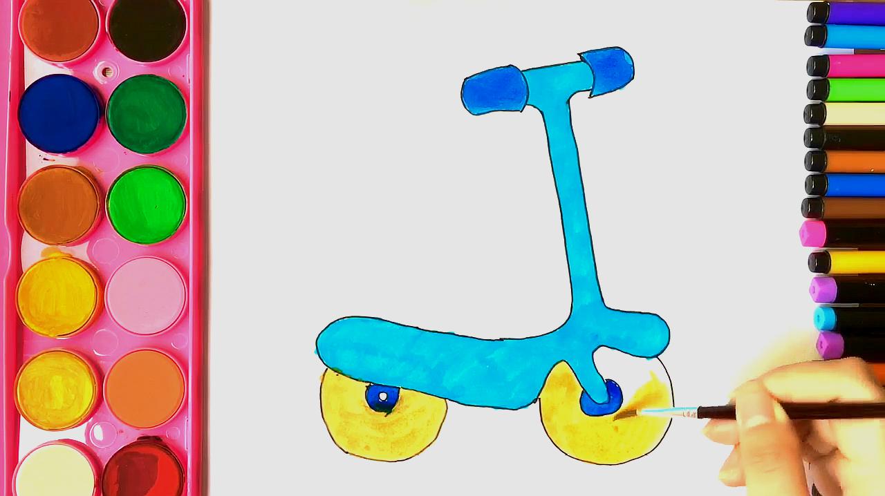 滑板车的简单画法图片
