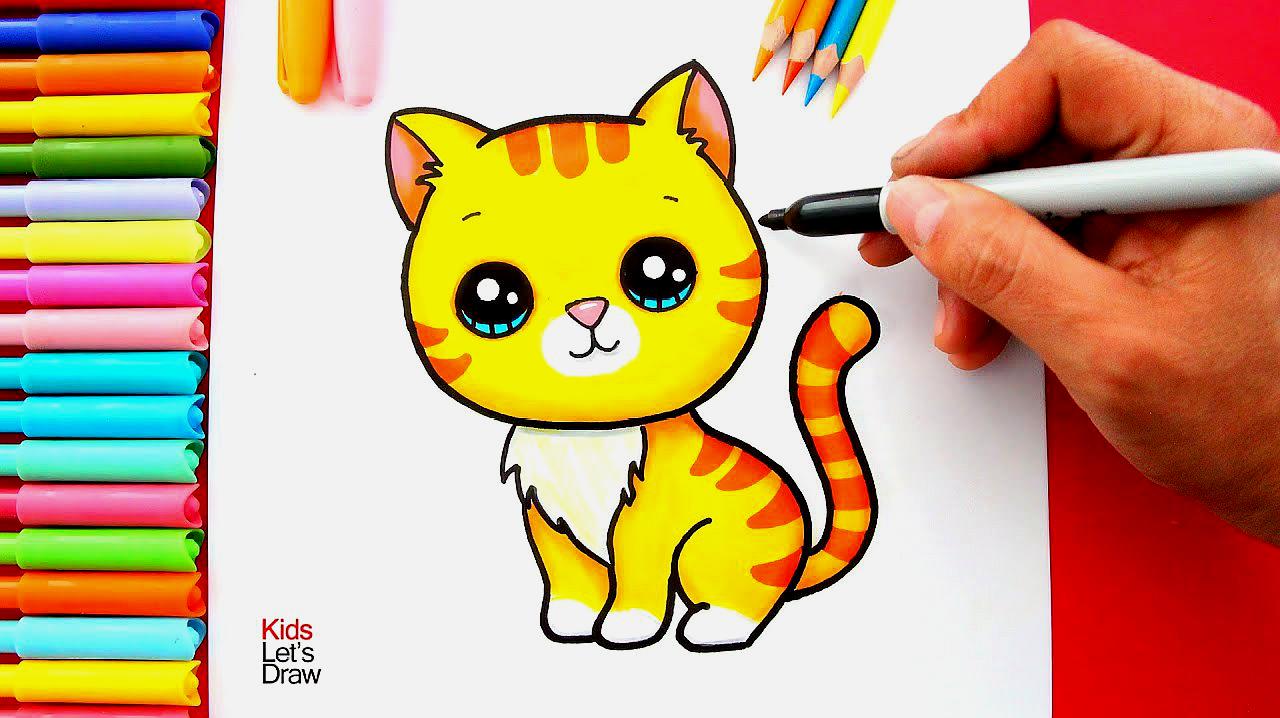 画小猫咪简笔画 彩色图片