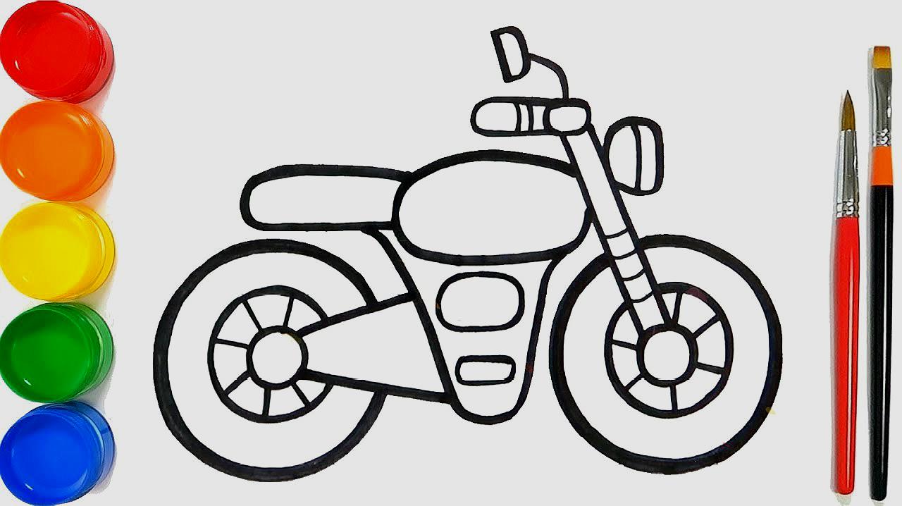 简单摩托车画画图片